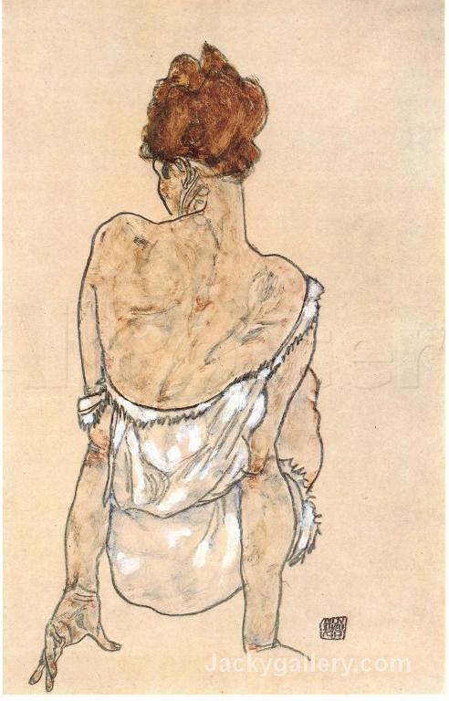 Zittende Vrouw on the Rug by Egon Schiele paintings reproduction